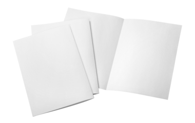 Blank half-folded booklet, postcard, flyer or brochure mockup template, cut out