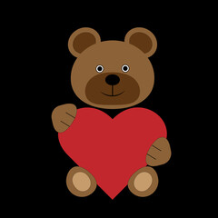 Image of a teddy bear with a huge heart, which he holds with his paws