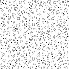 3D geometric shaped hand drawn seamless template. Mathematic geometry endless background. Math illustration.
