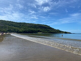 the beach in the morning