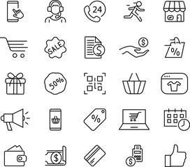 Collection of sale, discount icons. Simple black symbols