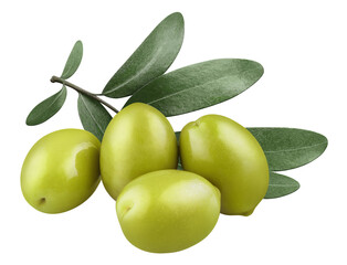 Delicious green olives with leaves cut out