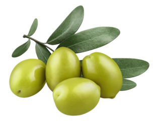 Delicious green olives with leaves cut out