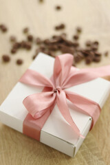 Gift photo. Box with truffles inside