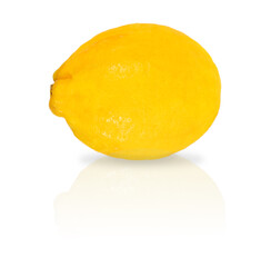 lemon with shadow and reflection, isolated on white background