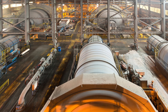 Ball mills in a Copper Mine in the mining region of northern Chile.