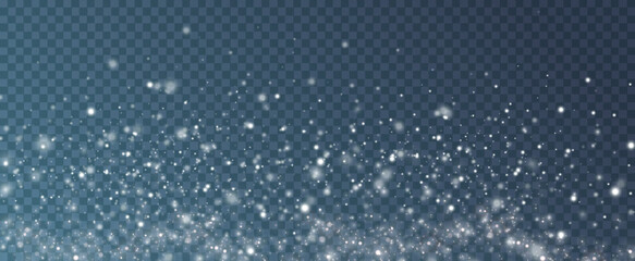 Falling snow.Christmas background.Snow blizzard.Transparent background.Light effect.