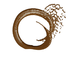 Chocolate round ring on transparent background 3d render.	
