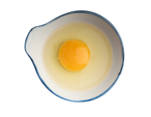 Cup of fresh eggs on a white background.Isolated image.