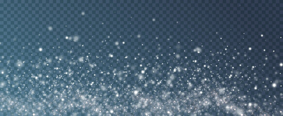 Falling snow.Christmas background.Snow blizzard.Transparent background.Light effect.