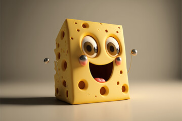 Cute smile Swiss Cheese Character, Generative AI	