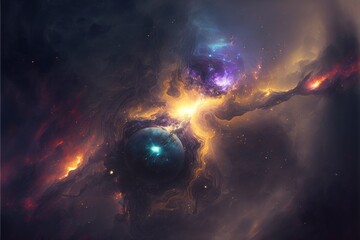 Abstract Universe including the nebula Galaxy Illustration, Generative AI