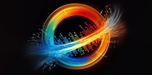 Optical fiber speed concept illustration, colorful lines connection network high speed data transfer. Generative AI