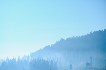 Mountain blue gradient landscape panorama twilight in mountains