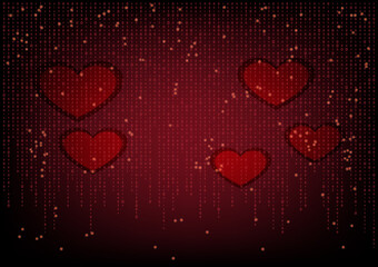 Heart shape on digital code, technology background.