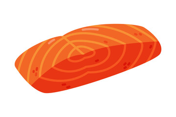 Red Salmon Fish Slab as Seafood and Fresh Sea Product Vector Illustration