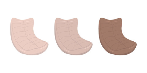 Vector set of modern frame upholstered rocking chairs.