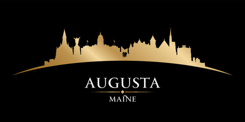 Augusta Maine city silhouette black background - obrazy, fototapety, plakaty