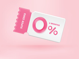 Happy valentine's day promotion sales and Discount coupon online purchases. Tag label, banner with Percentage isolated. 3d rendering. - obrazy, fototapety, plakaty