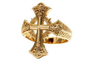 Gold wedding ring, woman - png, transparent background, isolated, cross, Christian