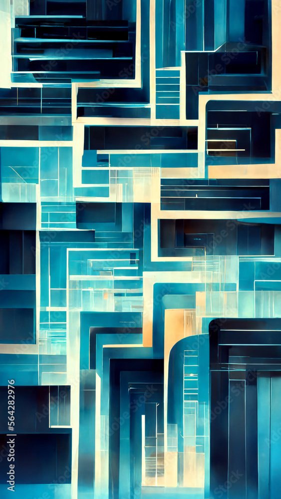 Fototapete abstract blue background element on black. fractal graphics illustration generative ai content by mi