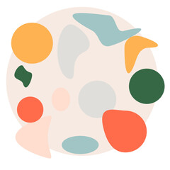 Abstract shapes fashion trend, pastel palette, hippie style 60s 70s. Matisse element.