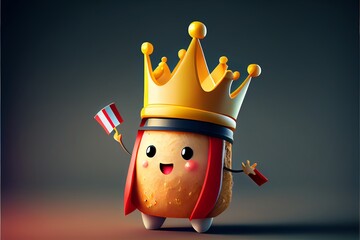 Cute French Fries Character. Generative AI