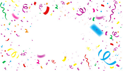 Colorful confetti and ribbons Celebration party carnival vector with transparent background