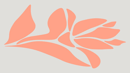 Mattisse curves.Vintage 70s style hippie flower background design style 50s 70s retro floral. .Orange Pink Colors. Hand-Drawn Vector Illustration.