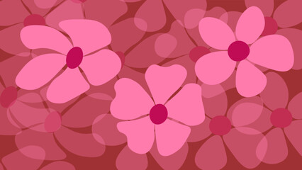 Mattisse curves,Vintage 70s style hippie flower background design style 50s 70s retro floral. .Orange Pink Colors. Hand-Drawn Vector Illustration.