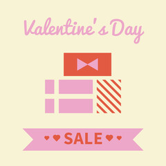 Valentine's day sale poster. Vector template for digital marketing and sales promotion . Trendy design in flat style. Background, banner, flyer.