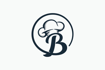 chef logo with a combination of letter b and chef hat for any business especially for restaurant, cafe, catering, etc.