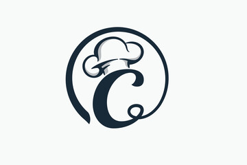 chef logo with a combination of letter c and chef hat for any business especially for restaurant, cafe, catering, etc.