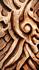 Mayan style abstract lion wood texture illustration Generative AI Content by Midjourney