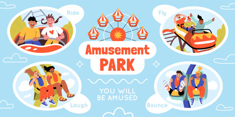 Amusement Park Flat Infographics
