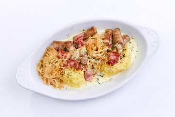 sausage with mashed potato
