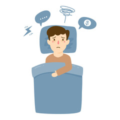 awake man insomnia concept