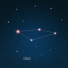 Obraz na płótnie Canvas Constellation Fornax scheme in starry sky. Open space. Vector illustration, constellation through a telescope