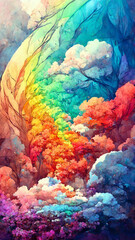 Obraz na płótnie Canvas Colorful rainbow background illustration design illustration Generative AI Content by Midjourney