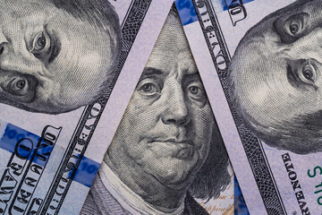 US$ 100 banknotes in close-up.Macro photo of dollars.