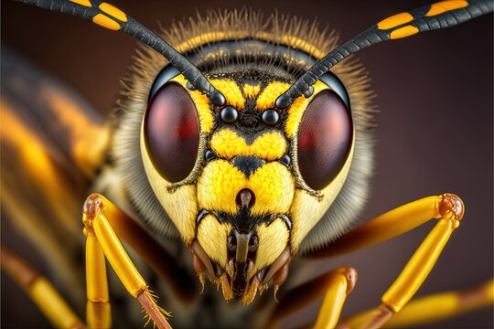 Close up image of hornet wasp macro. Generative Ai