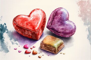 Obraz na płótnie Canvas Happy Valentine's day watercolor vector illustration
