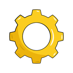 Gold cogwheel. Cartoon. Vector illustration