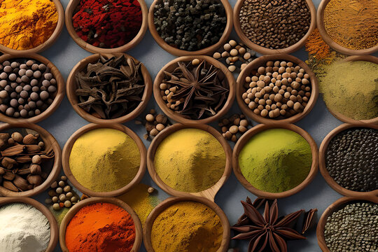 spices and herbs on a white background