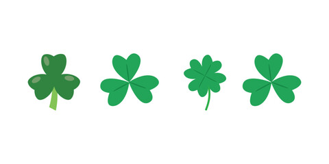 Good luck shamrock or a four leaf clover flat vector icon. Vector EPS.