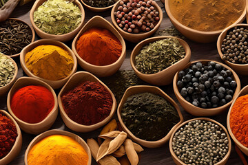 spices and herbs on a white background