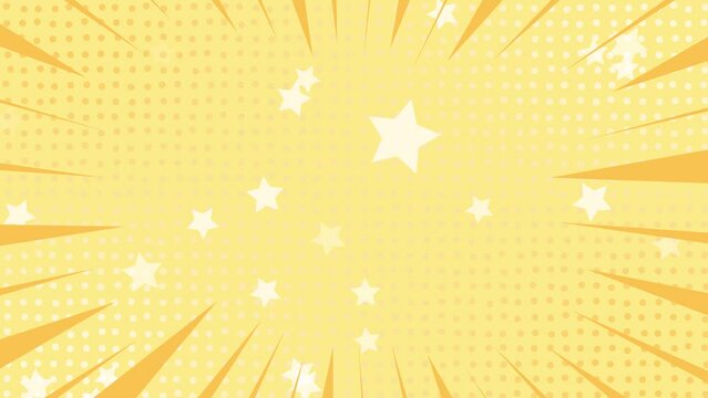 コミック ポップアート星の背景_黄色【ループ】