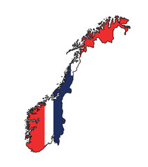 Norway Silhouette Flag Map