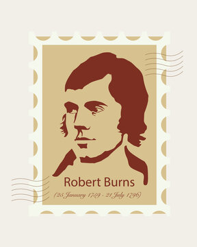 Robert Burns Night 25th January Scottish Heritage Festival, Stamp. Vector Vintage Illustration