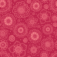Vector hand drawn flowers pattern background. Perfect for fabric, scrapbooking, wallpaper projects